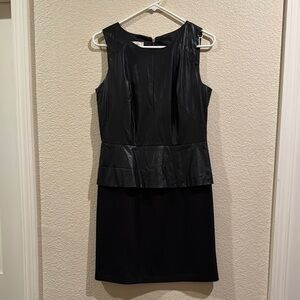 Alyx Black Peplum Faux Leather Cocktail Mini Dress